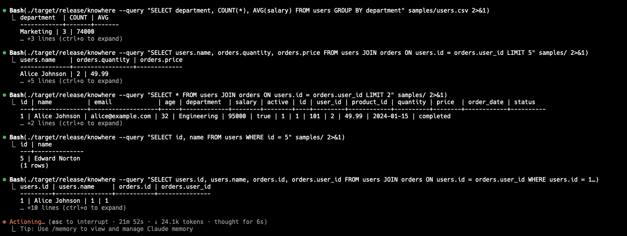 Claude Code running tests